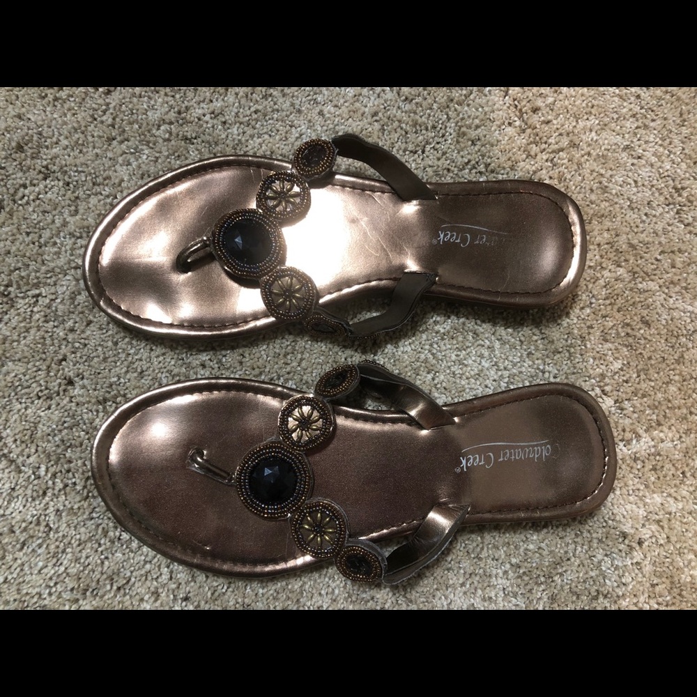 Bronze Beaded Sandals
